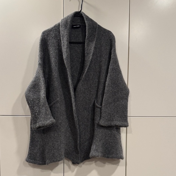 Atelier Delphine Sweaters - EUC Atelier Delphine Relaxed Open-Front Shawl Collar Cardigan in Dark Gray szML
